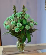 36 Green Carnations Vased