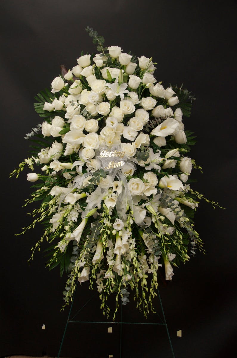Angel Wings White Spray Staten Island (NY) Sympathy Flowers Moravian Florist