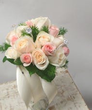 Fresh Pink and White Communion Bouquet with Gems