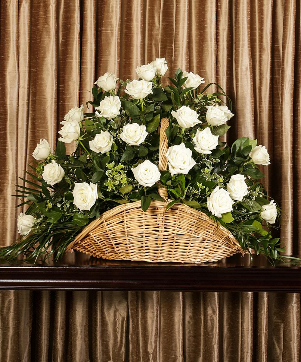 White Roses Fireside Basket Staten Island (NY) SameDay Sympathy