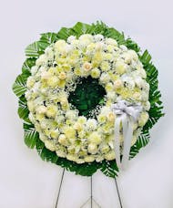 Funeral Flowers Wreath of White