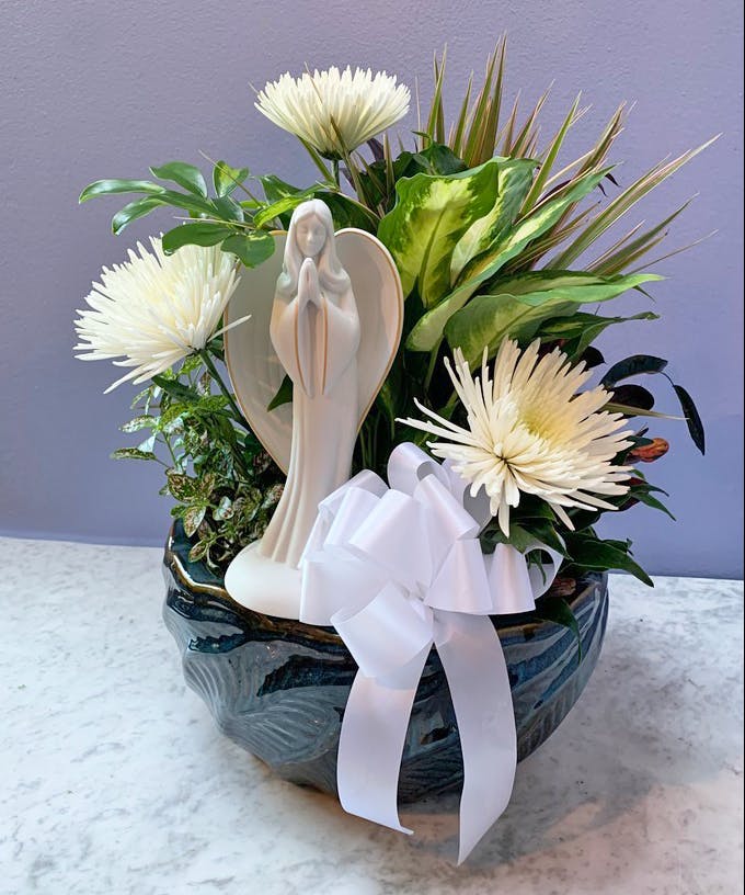 Dish Garden & Guiding Light Angel Keepsake Staten Island NY